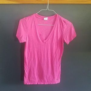 PINK | Pink Short Sleeve V Neck Tee